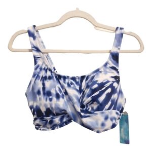 💕2/$20💕‎ Beach Betty Blue/White Tie Dye Twist  Bikini Top